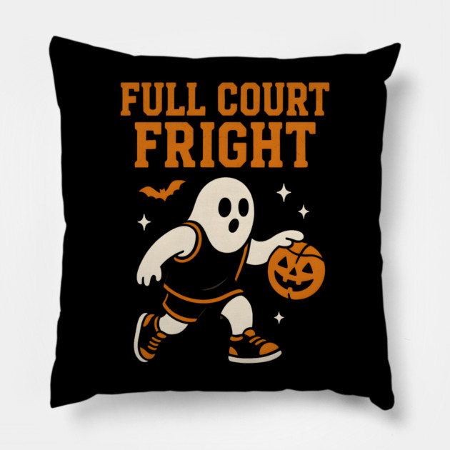 Full Court Fright Basketball Ghost Halloween Graphic Pillow by MakerMind8.2