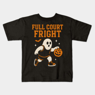 Full Court Fright Basketball Ghost Halloween Graphic Kids T-Shirt