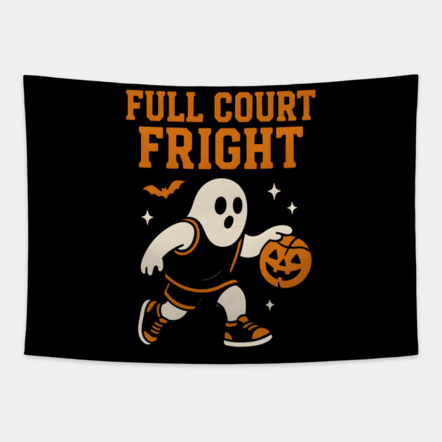 Full Court Fright Basketball Ghost Halloween Graphic Tapestry by MakerMind8.2