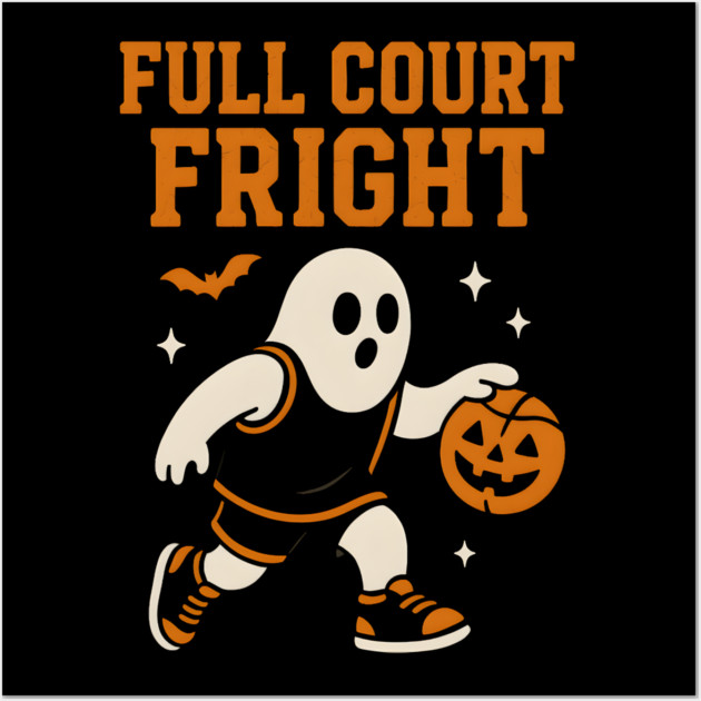Full Court Fright Basketball Ghost Halloween Graphic Wall Art by MakerMind8.2
