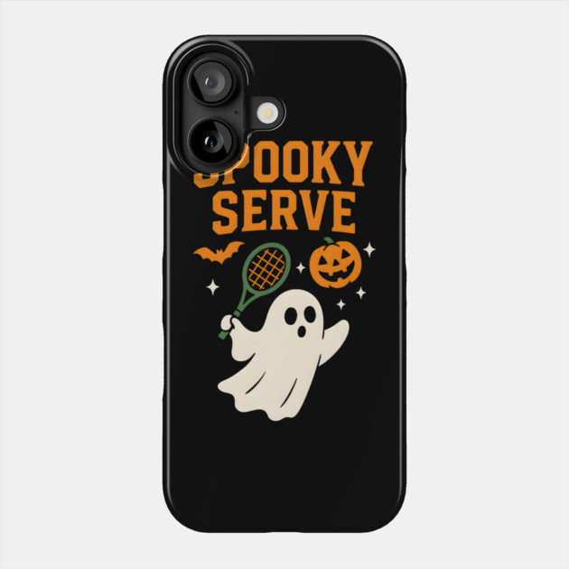 Spooky Serve Tennis Ghost Halloween Artwork Phone Case by MakerMind8.2
