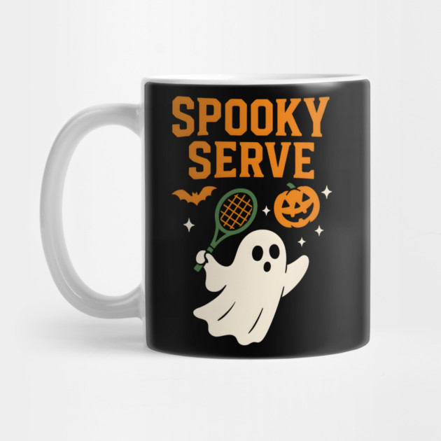 Spooky Serve Tennis Ghost Halloween Artwork by MakerMind8.2