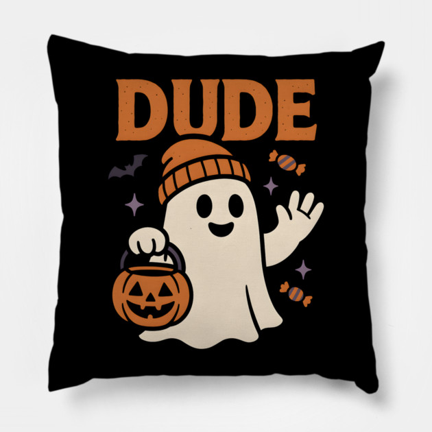 Dude Ghost Halloween Trick or Treat Funny Graphic Pillow by MakerMind8.2