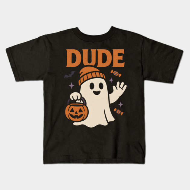 Dude Ghost Halloween Trick or Treat Funny Graphic Kids T-Shirt by MakerMind8.2