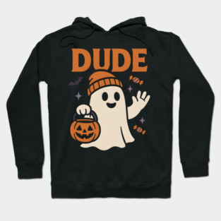 Dude Ghost Halloween Trick or Treat Funny Graphic Hoodie