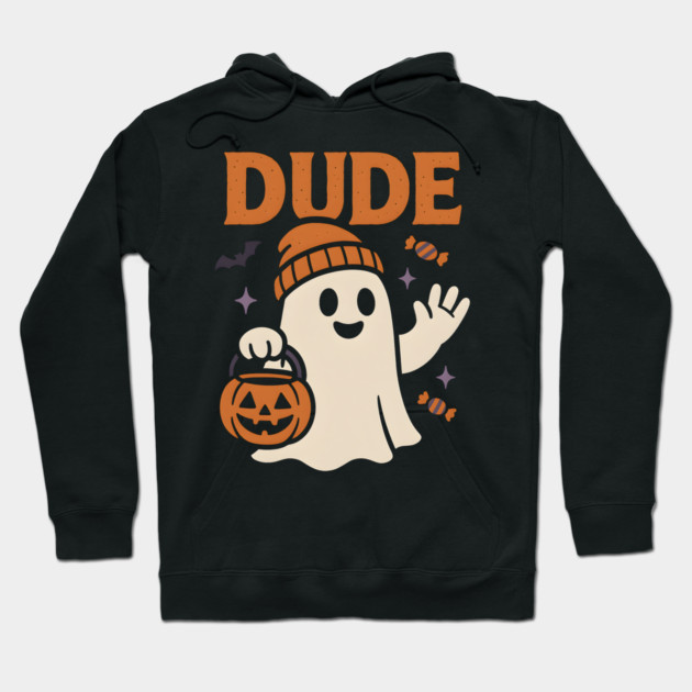 Dude Ghost Halloween Trick or Treat Funny Graphic Hoodie by MakerMind8.2