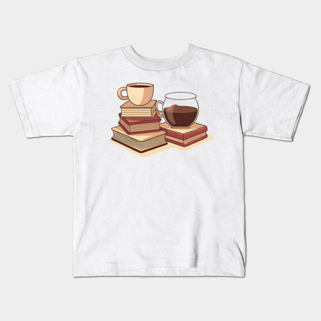 Too Much Coffee Too Many Books Kids T-Shirt by SR8891