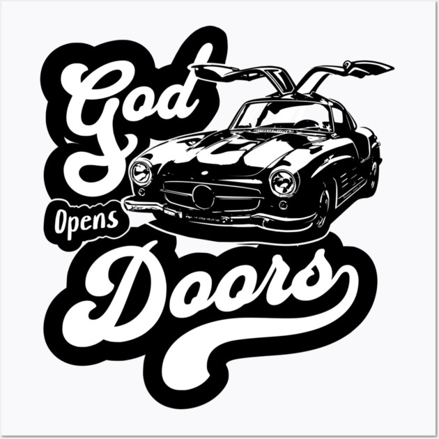 Mercedes Benz classic car design with Bible verse & positive quote. Wall Art by monsalveautos