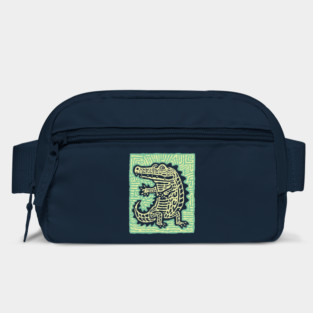 Alligator Block Print T-Shirt | Tribal Crocodile Linocut Bag