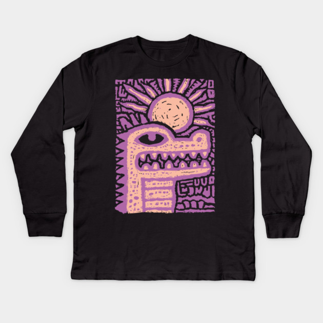 Psychedelic Alligator T-Shirt | Trippy Retro Cartoon Gator Kids Long Sleeve T-Shirt by TuncGK