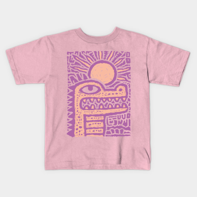 Psychedelic Alligator T-Shirt | Trippy Retro Cartoon Gator Kids T-Shirt by TuncGK