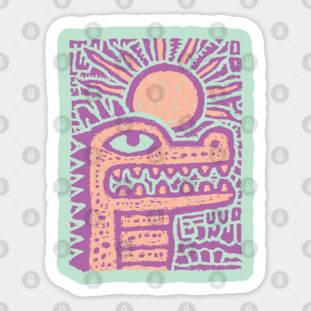 Psychedelic Alligator T-Shirt | Trippy Retro Cartoon Gator Sticker by TuncGK