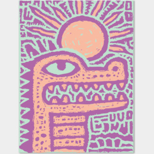 Psychedelic Alligator T-Shirt | Trippy Retro Cartoon Gator Posters and Art