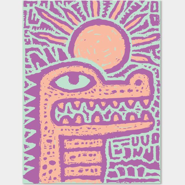 Psychedelic Alligator T-Shirt | Trippy Retro Cartoon Gator Wall Art by TuncGK