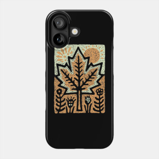 Autumn Maple Leaf T-Shirt | Folk Art Fall Nature Tee Phone Case