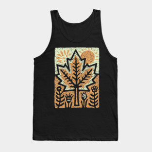 Autumn Maple Leaf T-Shirt | Folk Art Fall Nature Tee Tank Top