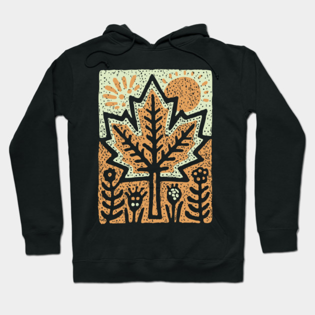 Autumn Maple Leaf T-Shirt | Folk Art Fall Nature Tee Hoodie by TuncGK