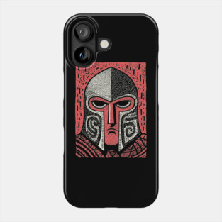 Spartan Helmet T-Shirt | Greek Warrior Linocut Graphic Tee Phone Case
