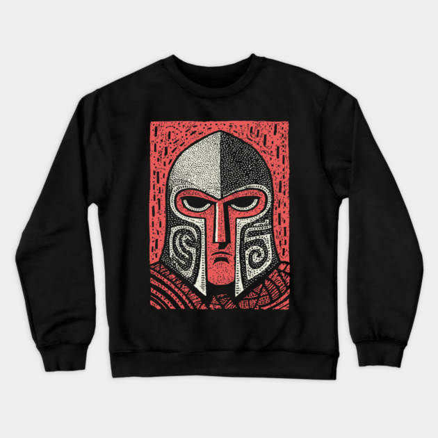 Spartan Helmet T-Shirt | Greek Warrior Linocut Graphic Tee Crewneck Sweatshirt by TuncGK