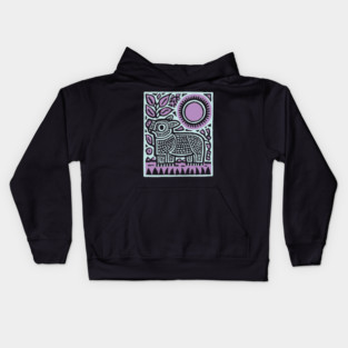 Aztec UFO | Ancient Aliens Funny Linocut Kids Hoodie