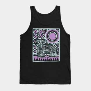 Aztec UFO | Ancient Aliens Funny Linocut Tank Top