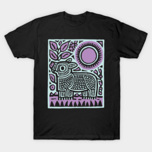 Aztec UFO | Ancient Aliens Funny Linocut T-Shirt