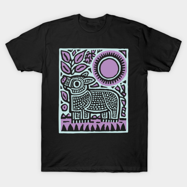 Aztec UFO | Ancient Aliens Funny Linocut T-Shirt by TuncGK