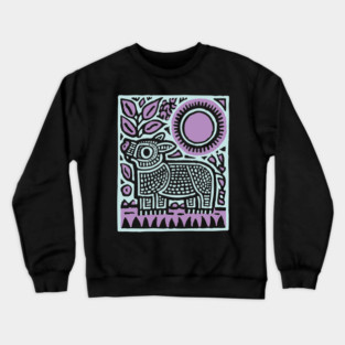 Aztec UFO | Ancient Aliens Funny Linocut Crewneck Sweatshirt