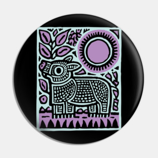 Aztec UFO | Ancient Aliens Funny Linocut Pin
