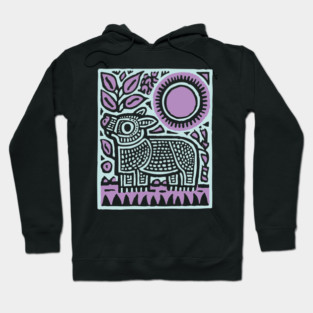 Aztec UFO | Ancient Aliens Funny Linocut Hoodie