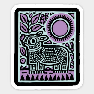Aztec UFO | Ancient Aliens Funny Linocut Magnet
