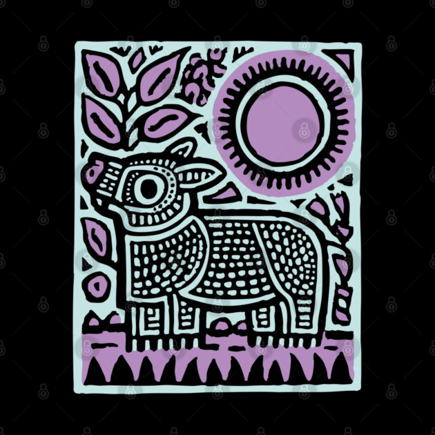 Aztec UFO | Ancient Aliens Funny Linocut by TuncGK