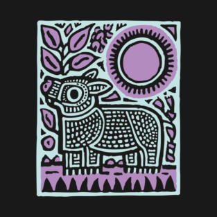 Aztec UFO | Ancient Aliens Funny Linocut T-Shirt