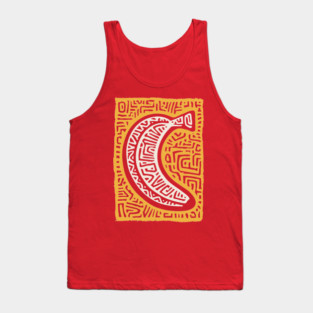 Pop Art Banana | Tribal Pattern Fruit Linocut Tank Top