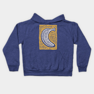 Pop Art Banana | Tribal Pattern Fruit Linocut Kids Hoodie