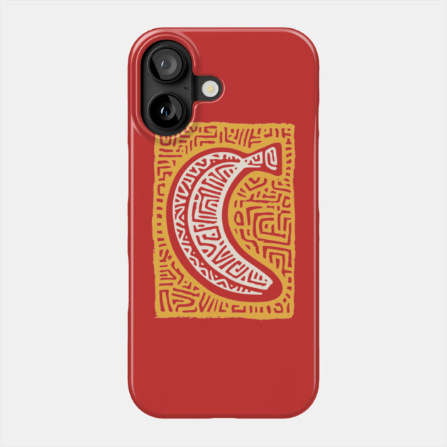 Pop Art Banana | Tribal Pattern Fruit Linocut Phone Case by TuncGK
