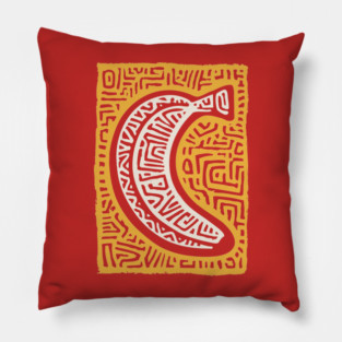 Pop Art Banana | Tribal Pattern Fruit Linocut Pillow