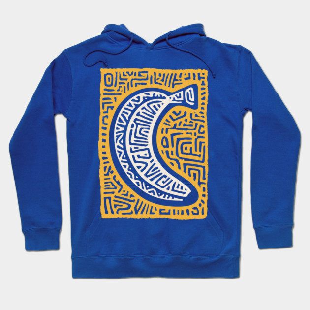 Pop Art Banana | Tribal Pattern Fruit Linocut Hoodie by TuncGK