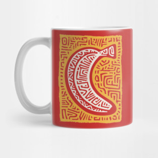 Pop Art Banana | Tribal Pattern Fruit Linocut Mug