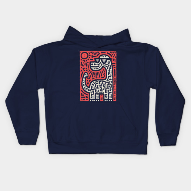 Cool Brontosaurus | Dinosaur with Sunglasses Kids Hoodie by TuncGK