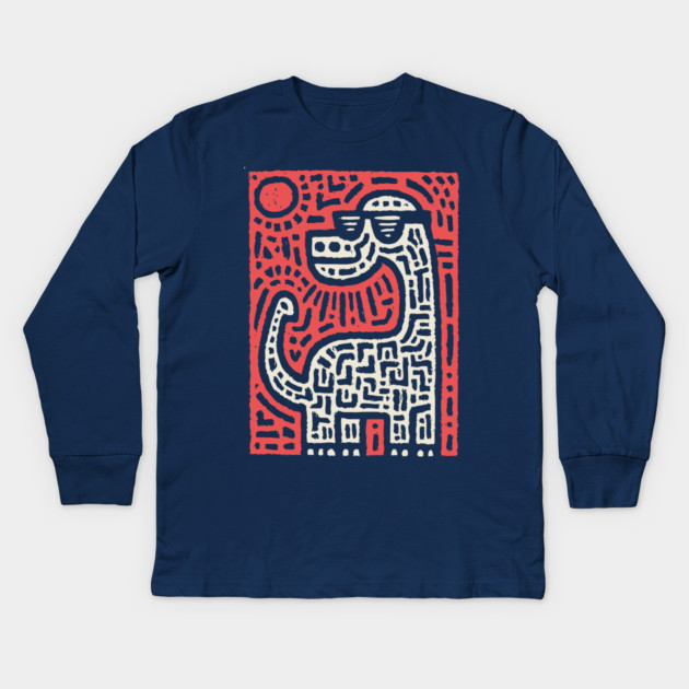 Cool Brontosaurus | Dinosaur with Sunglasses Kids Long Sleeve T-Shirt by TuncGK