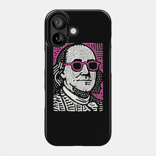 Pop Art Ben Franklin | Pink Founding Father Graphic Phone Case by TuncGK