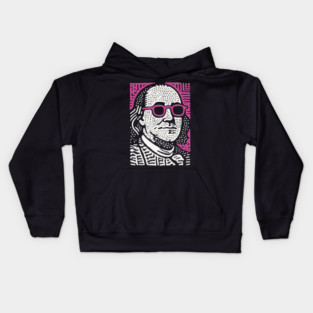 Pop Art Ben Franklin | Pink Founding Father Graphic Kids Hoodie
