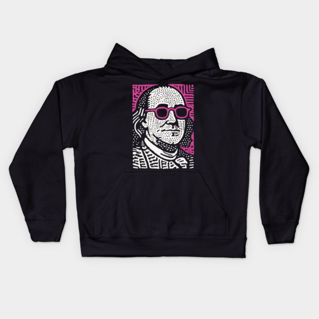 Pop Art Ben Franklin | Pink Founding Father Graphic Kids Hoodie by TuncGK