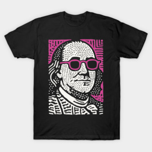 Pop Art Ben Franklin | Pink Founding Father Graphic T-Shirt