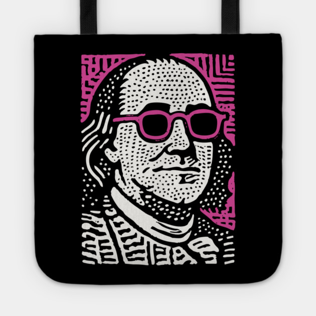 Pop Art Ben Franklin | Pink Founding Father Graphic Tote by TuncGK