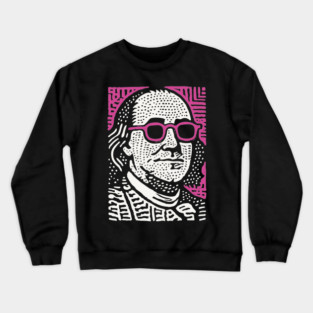 Pop Art Ben Franklin | Pink Founding Father Graphic Crewneck Sweatshirt