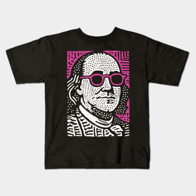 Pop Art Ben Franklin | Pink Founding Father Graphic Kids T-Shirt by TuncGK
