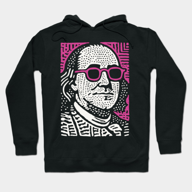 Pop Art Ben Franklin | Pink Founding Father Graphic Hoodie by TuncGK