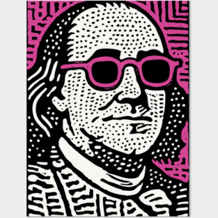Pop Art Ben Franklin | Pink Founding Father Graphic Posters and Art